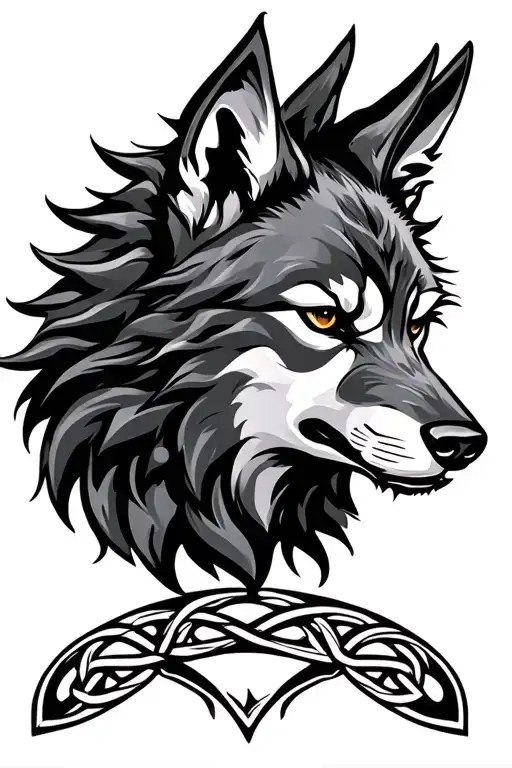 Celtic Wolf head tattoo design idea