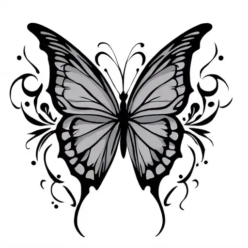 tribal butterfly tramp stamp tattoo design idea