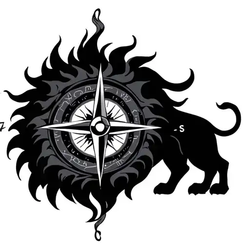 Lion Compass tattoo design idea