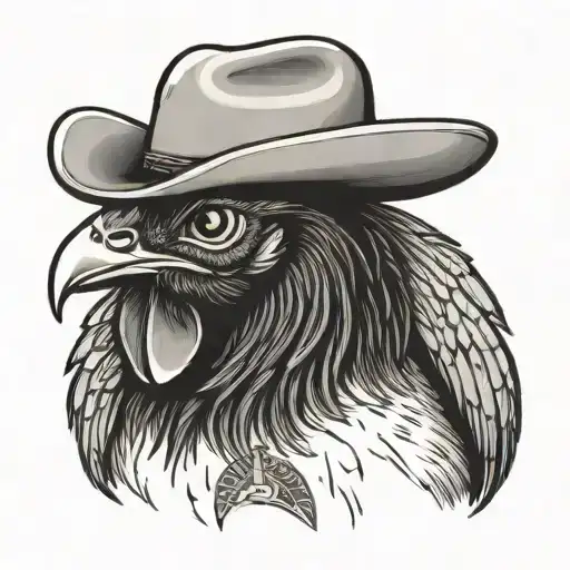 key west chicken wearing a cowboy hat tattoo design idea