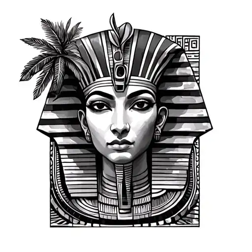 jungle and Egypt tattoo design idea