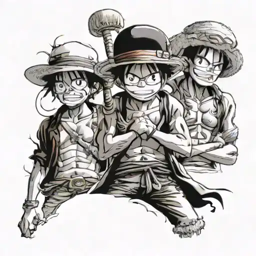 one piece luffy, ace, and sabo tattoo design idea