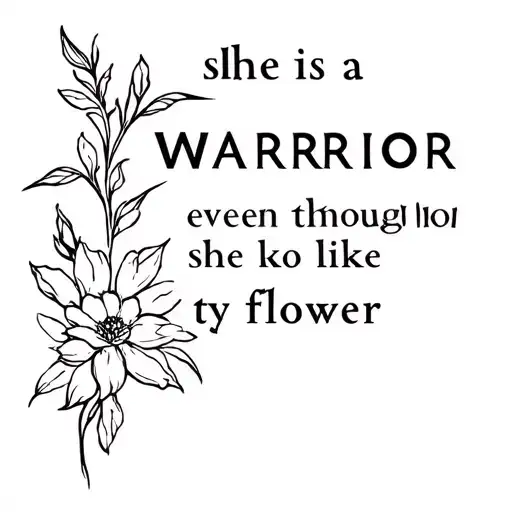 she is a WARRIOR even though she looks like a FLOWER tattoo design idea