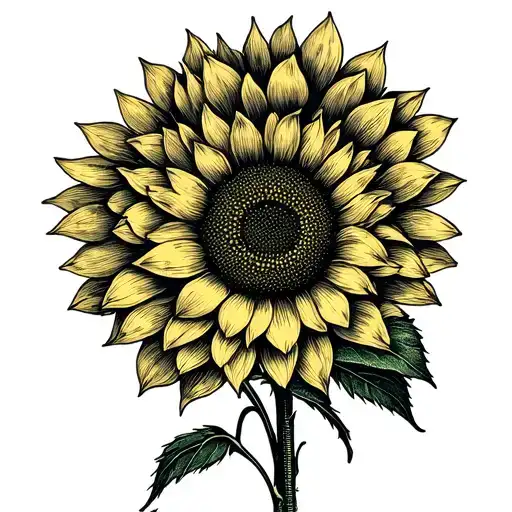 A sunflower bouquet with delicate dotwork shading, inspired by your daughter Loumi and your love for the sun's warm glow tattoo design idea