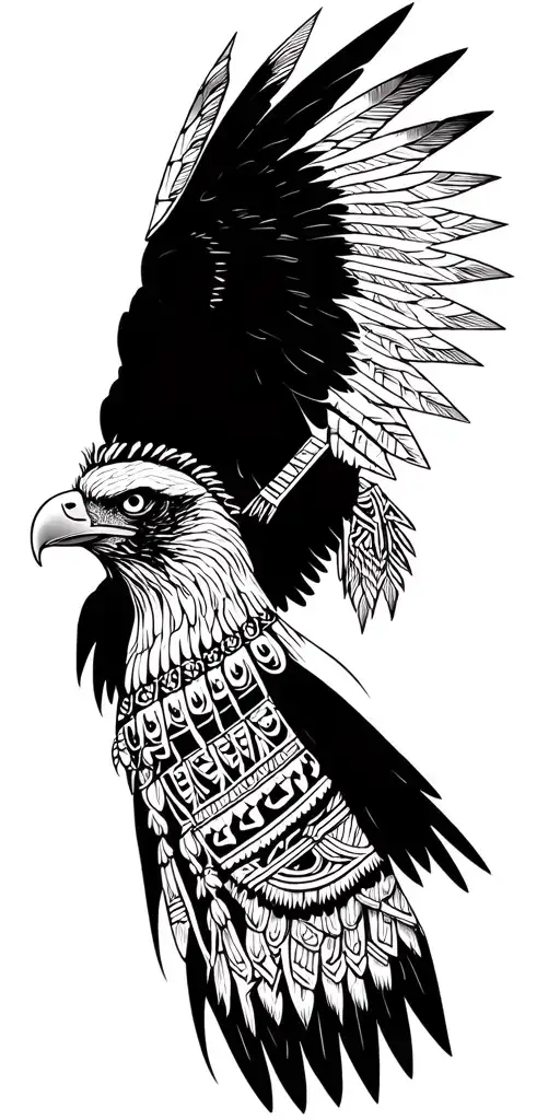 Eagle and aztec warrior tattoo design idea