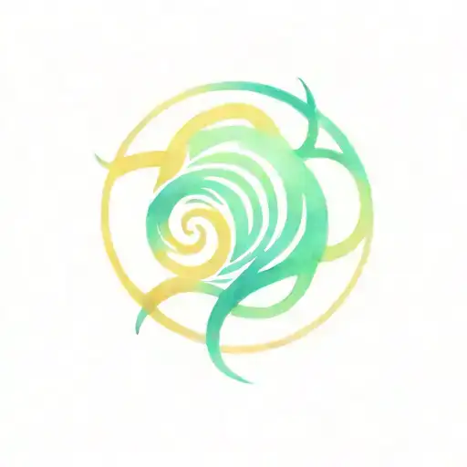 colorful labyrinth inspired tattoo design idea