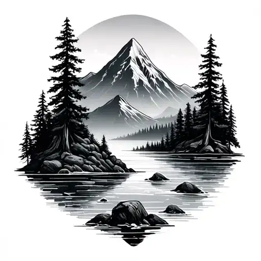 forest,sea,mountain, life tattoo design idea
