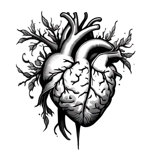 brain vs heart tattoo design idea
