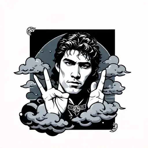 Live long Jay and clouds tattoo design idea