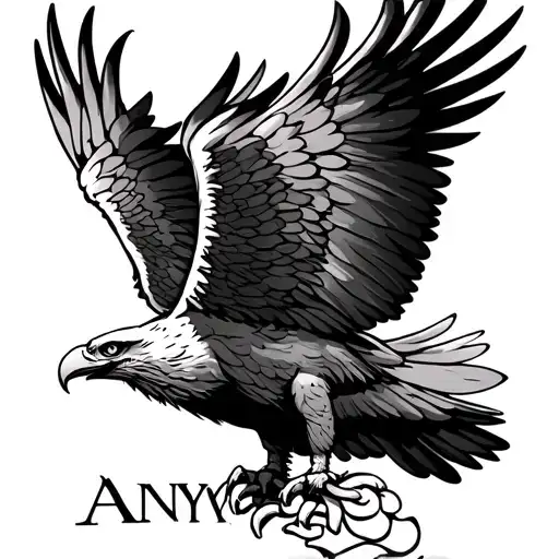 an eagle with outstretched wings, the inscription ANYWAY on the bottom and all this on a beautiful background tattoo design idea