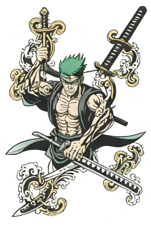 zoro swords from one piece tattoo design idea