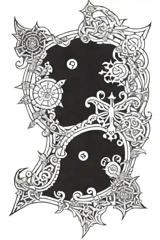 functional measurement tool medevil patterns inspired tattoo design idea
