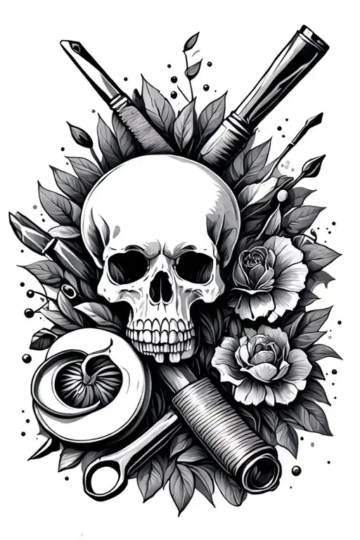 tile tools scattered tattoo design idea