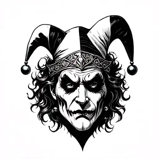 malicious court jester tattoo design idea