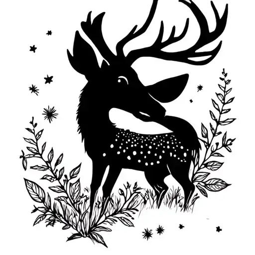 baby deer and a scope focus lines tattoo design idea