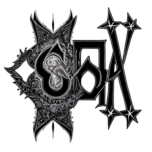 "666" Upside down cross, satanic stars tattoo design idea