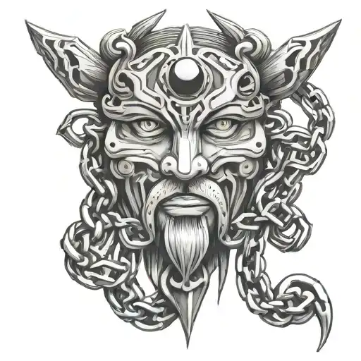 chain with eyes on top for back tattoo, estilo McGregor  tattoo design idea