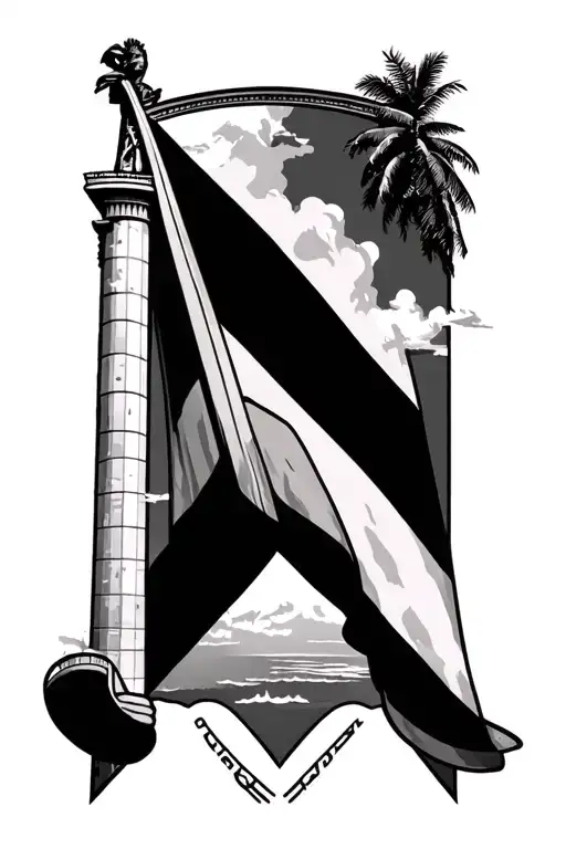 colosseum, Fenway park, gateway arch, beach, Dominican flag tattoo design idea