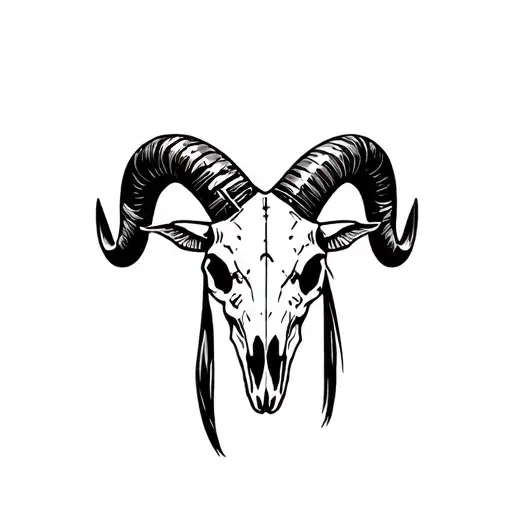 Create a stencil of a Aftican warrior, wearing a ram skull to symbolize strength and courage tattoo design idea