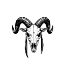 Create a stencil of a Aftican warrior, wearing a ram skull to symbolize strength and courage tattoo design idea