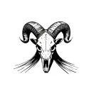 Create a stencil of a Aftican warrior, wearing a ram skull to symbolize strength and courage tattoo design idea