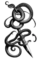 Snake circled on a dagger tattoo design idea