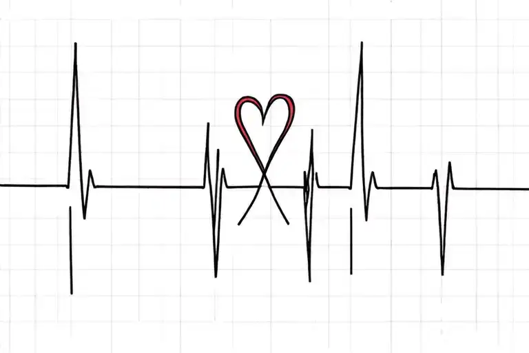two hearts intertwined with the EKG lines tattoo design idea