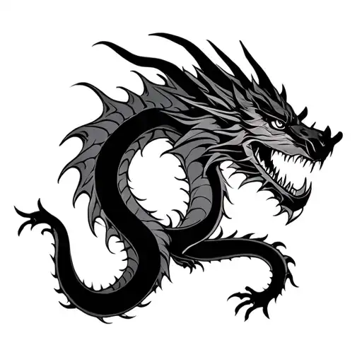 Black Ink Dragon tattoo design idea