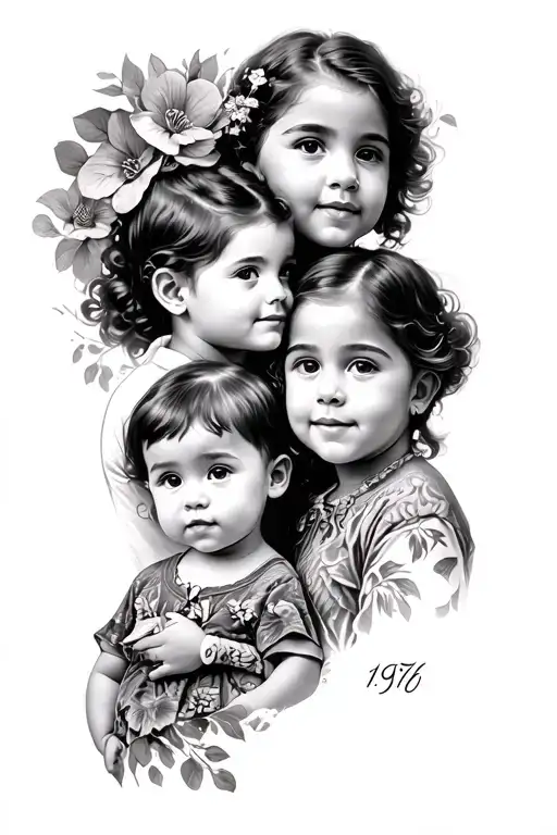 1976 after a family with 2 children and and 2 parents tinted by the maba add something beautiful tattoo design idea