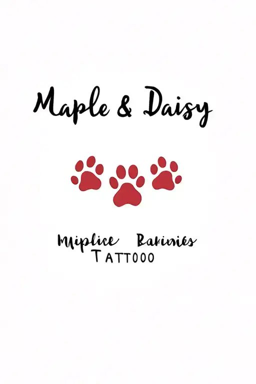 "Maple & Daisy" 2 dog paws cute style tattoo design featuring tattoo design idea
