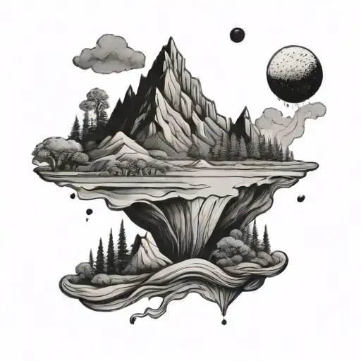 mountain and mustard seed drifting away tattoo design idea