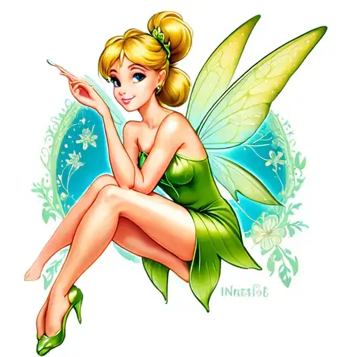 tinkerbell sitting tattoo design idea