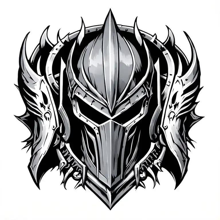 doom the dark ages slayer helmet adorned tattoo design idea