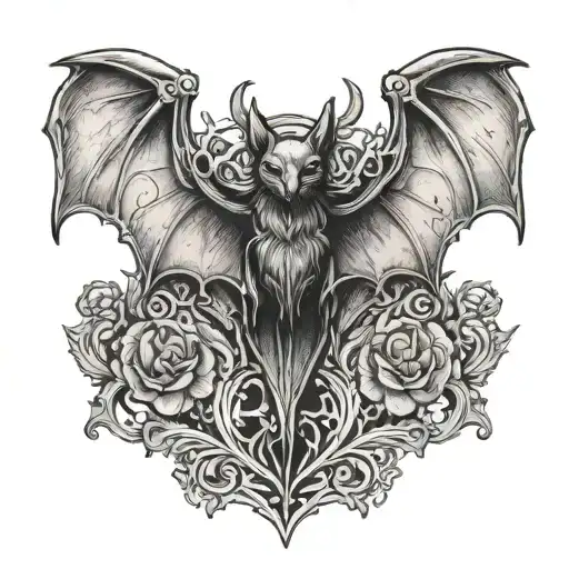 Gothic Bat tattoo design idea