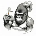 Gorilla Smoking tattoo design idea