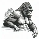 Gorilla Smoking tattoo design idea