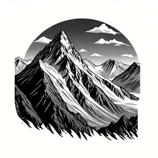 Cordillera Huayhuash mountain range in peru tattoo design idea