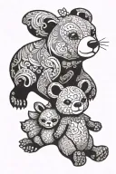bear and bunny rabbit tattoo design idea