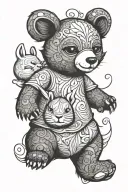 bear and bunny rabbit tattoo design idea