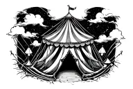 dark circus tent tattoo design idea