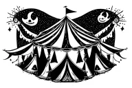 dark circus tent tattoo design idea