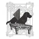 A billiards table with geometric patterns and a hidden dog silhouette tattoo design idea