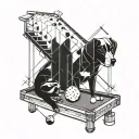 A billiards table with geometric patterns and a hidden dog silhouette tattoo design idea