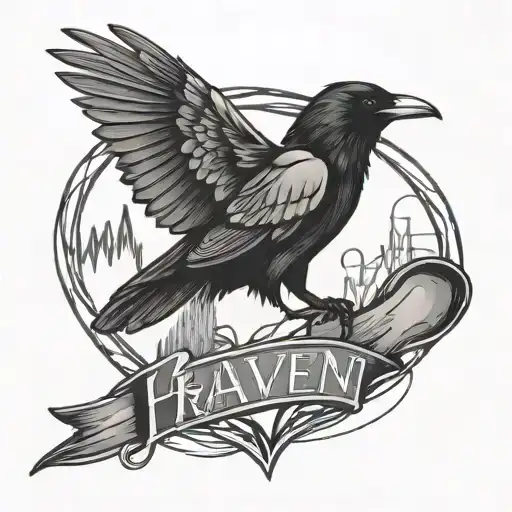 heartbeat line with the name raven  tattoo design idea