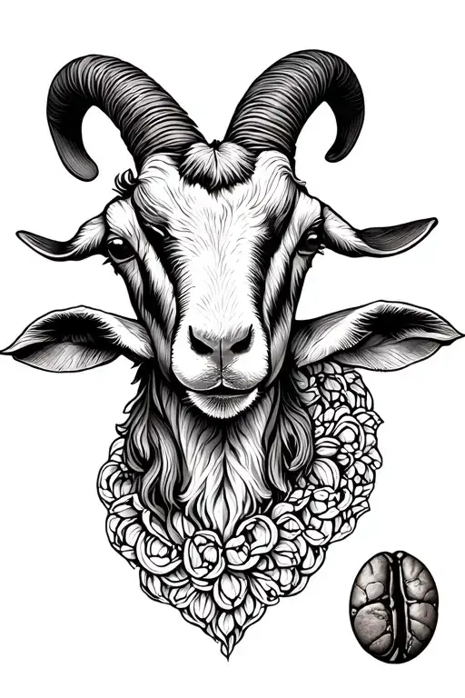 Coffee Bean + goat head tattoo design idea