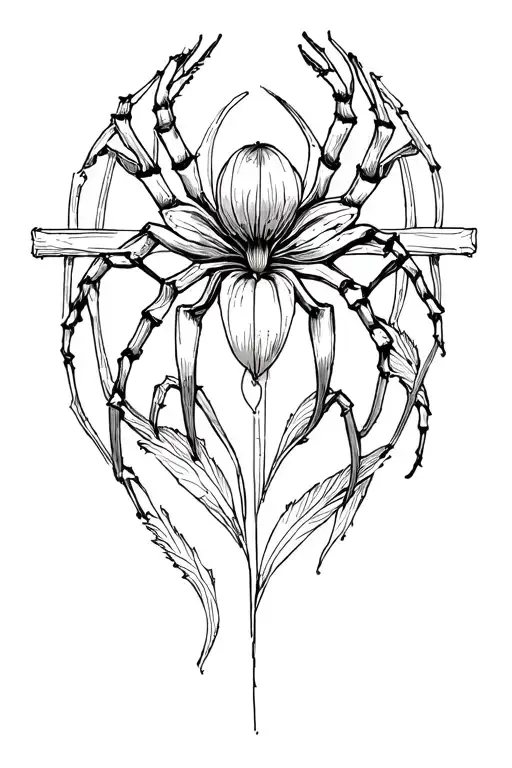 spiderlily behind cross tattoo tattoo design idea