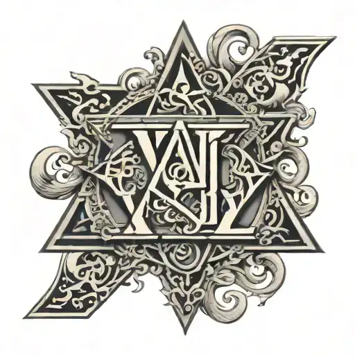Tetragrammaton letter ywhw tattoo design idea