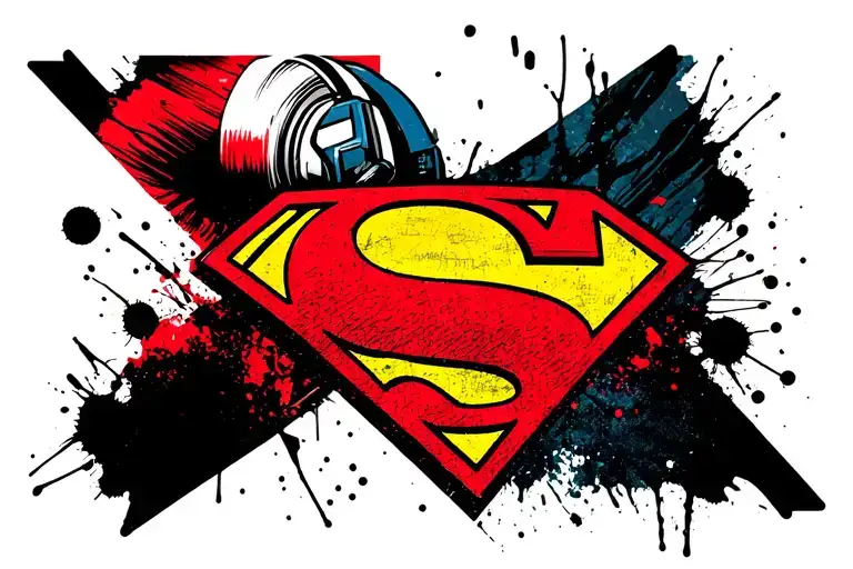 Superman logo wearing headset tattoo design idea