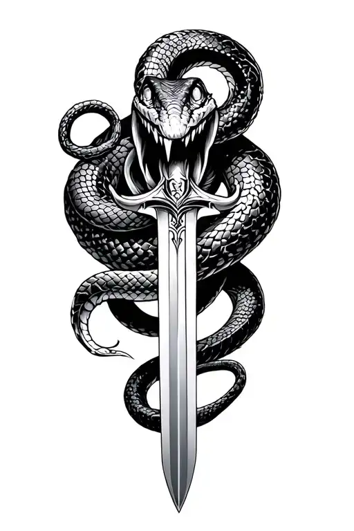 snake hissing and sword tattoo design tattoo design idea