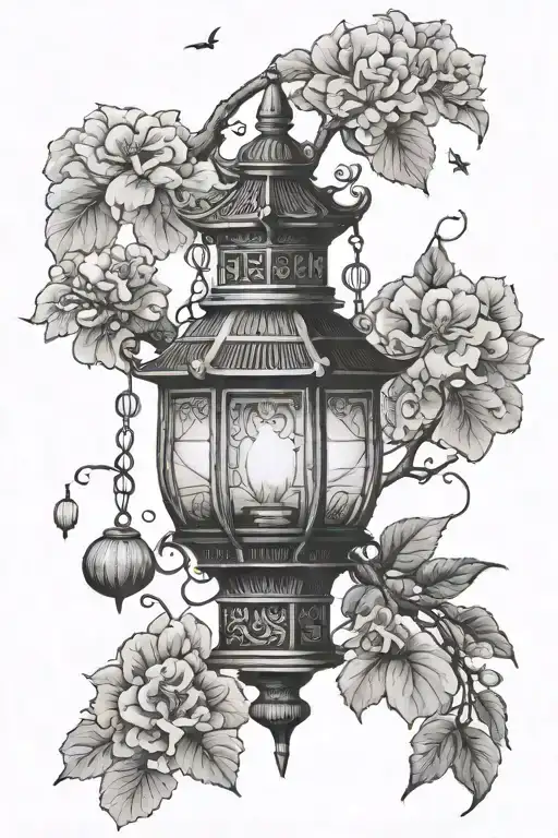 law,meditation,chinese lantern, the fouth day of waxing moon tattoo design idea